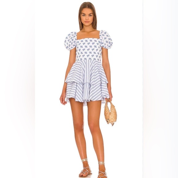 Caroline Constas Dresses & Skirts - Caroline Constas Louisa Blue Toile Spot Combo Dress Size Medium NWOT